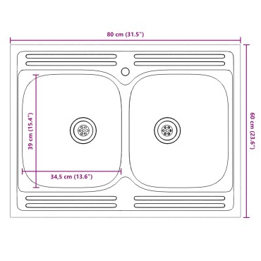 vidaXL Βάση Νιπτήρα ""Porto"" με Νιπτήρα Καπνιστό Δρυς 80x46x84,5cm Επεξεργασμένο Ξύλο