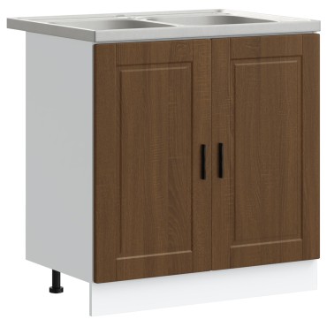 vidaXL Βάση Ντουλάπας ""Porto"" με Νιπτήρα Καφέ Δρυς 80x46x84,5cm Επεξεργασμένο Ξύλο