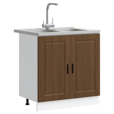 vidaXL Βάση Ντουλάπας ""Porto"" με Νιπτήρα Καφέ Δρυς 80x46x84,5cm Επεξεργασμένο Ξύλο
