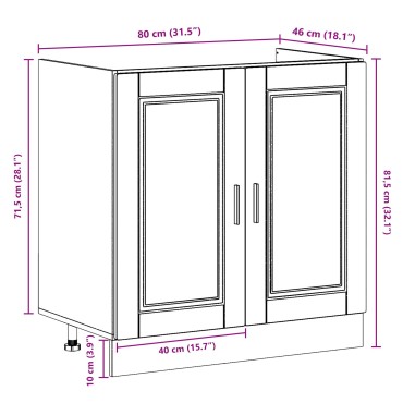 vidaXL Βάση Νεροχύτη ""Porto"" με Νεροχύτη Παλιό Ξύλο 80x46x84,5cm Επεξεργασμένο Ξύλο