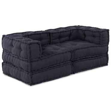 vidaXL Μοντέρνα Πουφ 2 τεμ Ανθρακί Υφάσματος 70x70x54cm