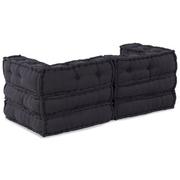 vidaXL Μοντέρνα Πουφ 2 τεμ Ανθρακί Υφάσματος 70x70x54cm