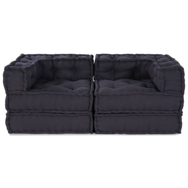 vidaXL Μοντέρνα Πουφ 2 τεμ Ανθρακί Υφάσματος 70x70x54cm