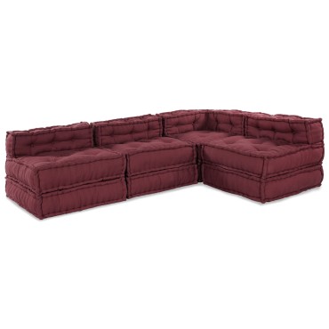 vidaXL Modular Pouffes 4 τεμάχια Μπορντό Ύφασμα