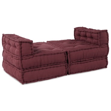 vidaXL Modular Pouffes 4 τεμάχια Μπορντό Ύφασμα