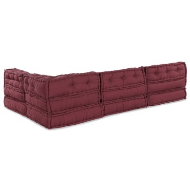 vidaXL Modular Pouffes 4 τεμάχια Μπορντό Ύφασμα