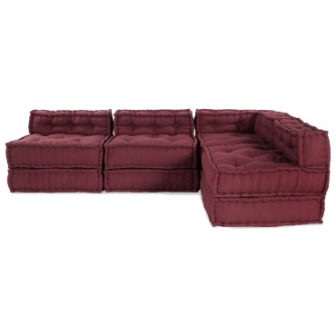 vidaXL Modular Pouffes 4 τεμάχια Μπορντό Ύφασμα
