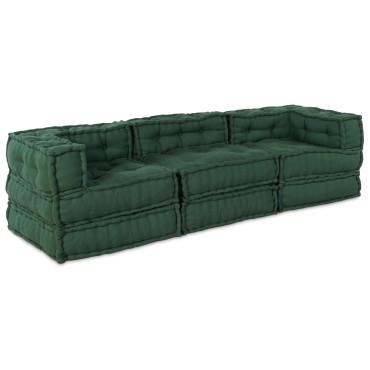 vidaXL Μοδάτα Πουφ 3 τεμάχια Πράσινο Ύφασμα 70x70x54cm