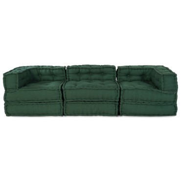 vidaXL Μοδάτα Πουφ 3 τεμάχια Πράσινο Ύφασμα 70x70x54cm