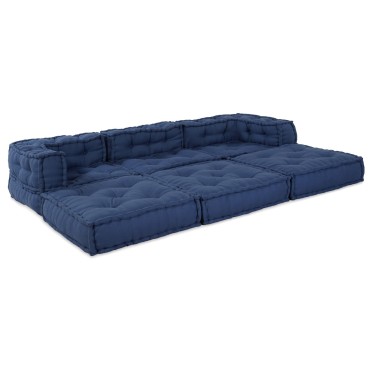 vidaXL Modular Pouffes 3 τμχ από ύφασμα Indigo 70x70x54cm