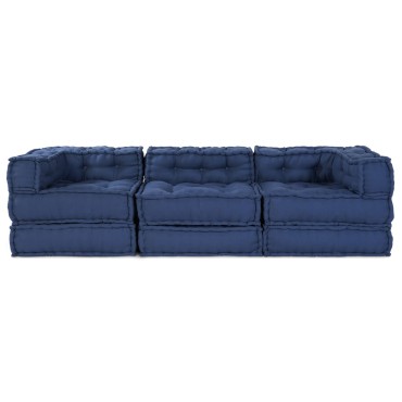 vidaXL Modular Pouffes 3 τμχ από ύφασμα Indigo 70x70x54cm