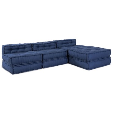 vidaXL Μοντέρνα Πουφ 4 τμχ από ύφασμα indigo 70x70x36cm