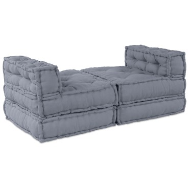 vidaXL Καναπές Modular 4 Θέσεων με Πουφ Κωδικό Ψαθί Γκρι 70x70x36cm