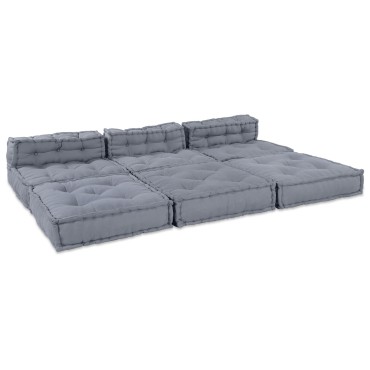 vidaXL Καναπές Modular 4 Θέσεων με Πουφ Κωδικό Ψαθί Γκρι 70x70x36cm