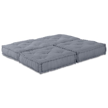vidaXL Πολυθρόνα Pouffe 2 Θέσεων Modular Μετατρέψιμη Γκρι Υφάσματος 70x70x36cm