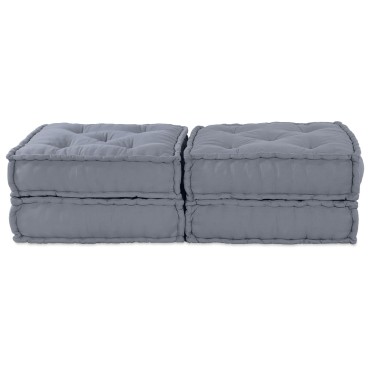 vidaXL Πολυθρόνα Pouffe 2 Θέσεων Modular Μετατρέψιμη Γκρι Υφάσματος 70x70x36cm
