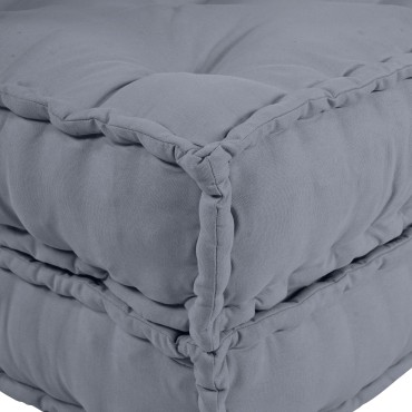 vidaXL Πολυθρόνα Pouffe 2 Θέσεων Modular Μετατρέψιμη Γκρι Υφάσματος 70x70x36cm