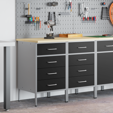vidaXL Ντουλάπα Εργασίας 2 τμχ. Μαύρο και Γκρι 100 x 55 x 85 εκ.