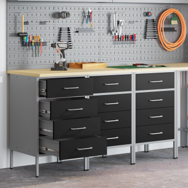 vidaXL Ντουλάπα Εργασίας 3 τμχ. Μαύρο και Γκρι 150 x 55 x 85 εκ