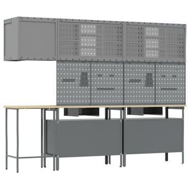 vidaXL Σετ Αποθήκευσης Εργαλείων 10 Τεμαχίων Μαύρο από Ξύλο και Μέταλλο
