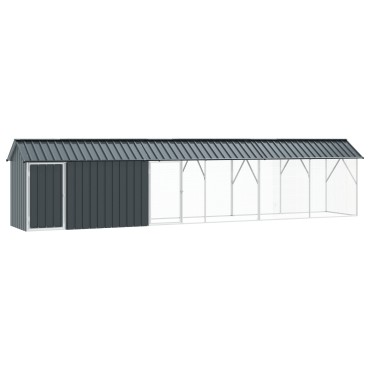 vidaXL Κλουβί πουλιών με επέκταση Ανθρακί 112x640x141 εκ Ατσάλι