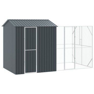 Kλουβί πουλιών vidaXL με επέκταση Ανθρακί 210x421x247 εκ Ατσάλι
