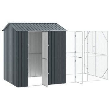 Kλουβί πουλιών vidaXL με επέκταση Ανθρακί 210x421x247 εκ Ατσάλι