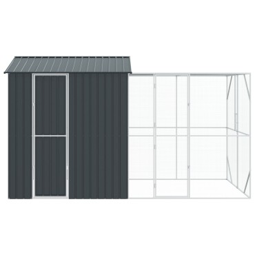 Kλουβί πουλιών vidaXL με επέκταση Ανθρακί 210x421x247 εκ Ατσάλι