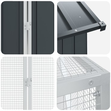 Aviary για Πουλιά vidaXL με Προέκταση Ανθρακί 210x817x247 εκ Ατσάλι