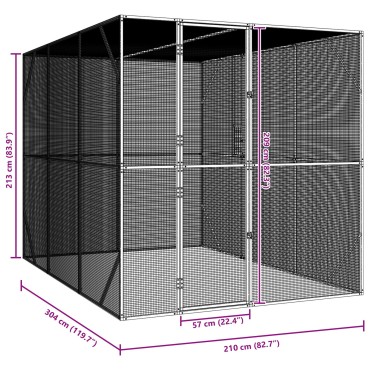 vidaXL Κλουβί Πουλιών Ανθρακί 302x206x214 εκ Ατσάλι