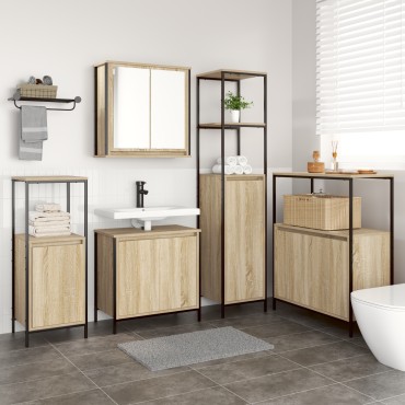 vidaXL Σετ Επίπλων Μπάνιου 5 τεμ. σε Sonoma Oak Επεξεργασμένο Ξύλο 60x34.5x60cm
