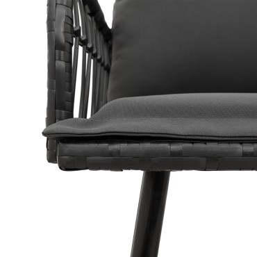vidaXL Σετ 2 τεμ. Καναπέ Κήπου με Μαξιλάρια Μαύρο Πολυ-Ράττον 90x45x43 cm  Διθέσιος