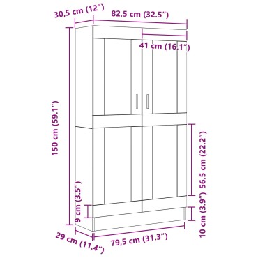vitaXL Βιβλιοθήκη Μαύρη Δρυς 82,5x30,5x150cm Επεξεργασμένο ξύλο 1 τεμ.