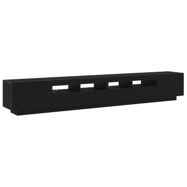 vidaXL Ντουλάπι TV με LED Φώτα Μαύρη Δρυς 260x35x40cm Επεξεργασμένο Ξύλο
