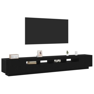 vidaXL Ντουλάπι TV με LED Φώτα Μαύρη Δρυς 260x35x40cm Επεξεργασμένο Ξύλο