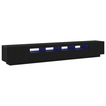 vidaXL Ντουλάπι TV με LED Φώτα Μαύρη Δρυς 260x35x40cm Επεξεργασμένο Ξύλο