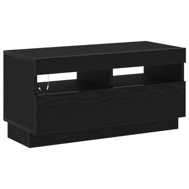 vidaXL Ντουλάπι TV με LED Φώτα Μαύρη Δρυς 260x35x40cm Επεξεργασμένο Ξύλο