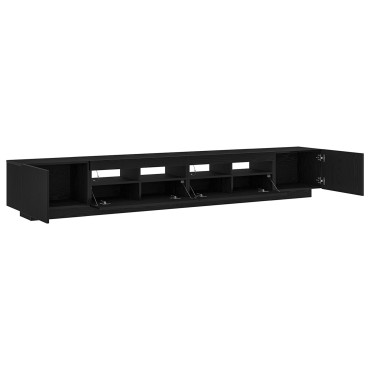 vidaXL Ντουλάπι TV με LED Φώτα Μαύρη Δρυς 260x35x40cm Επεξεργασμένο Ξύλο