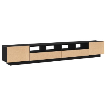 vidaXL Ντουλάπι TV με LED Φώτα Μαύρη Δρυς 260x35x40cm Επεξεργασμένο Ξύλο