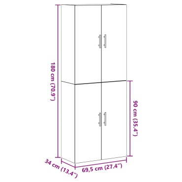 vidaXL Ντουλάπες 2 τεμ. Μαύρη Δρυς 69,5x34x180cm Επεξεργασμένο Ξύλο