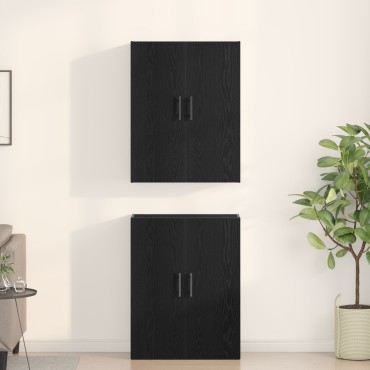 vidaXL Ντουλάπες 2 τεμ. Μαύρη Δρυς 69,5x34x180cm Επεξεργασμένο Ξύλο