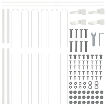vidaXL Κήπος Φράχτης με Στεφάνι Λευκό 3,4x1,5 μ ΜSteel 170x5 cm
