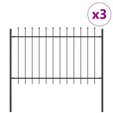 vidaXL Φράχτης Κήπου με Γκρι Λοξή Κορυφή 5,1x1,2 μ Χάλυβας 170x3.5x170cm