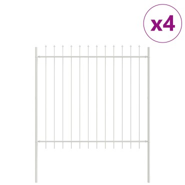vidaXL Φράχτης Κήπου με Κορυφή Λόγχης Λευκό 6,8x1,5 μ Χάλυβας
