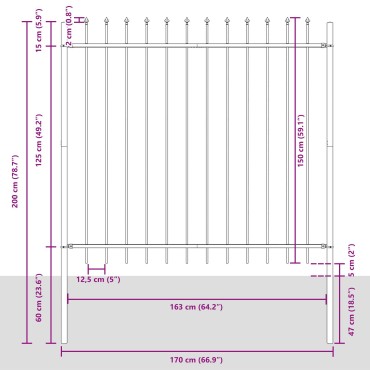 vidaXL Φράχτης Κήπου με Κορυφή Λόγχης Λευκό 6,8x1,5 μ Χάλυβας