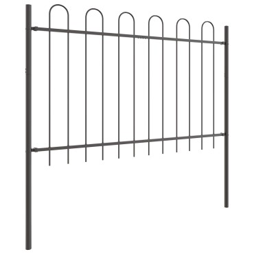 Φράχτης Κήπου με Hoop Top Γκρι 8,5x1,2 μ Χάλυβας 170x3.5x170cm