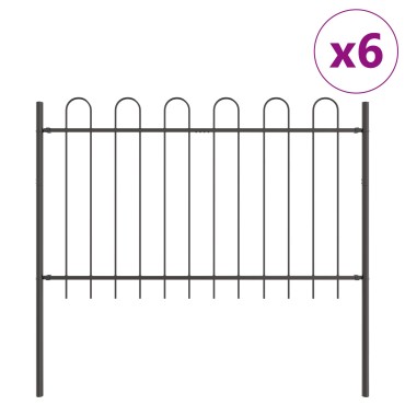 vidaXL Φράκτης Κήπου με Κυρτή Κορυφή Γκρι 10,2x1,2 μ Σίδερο