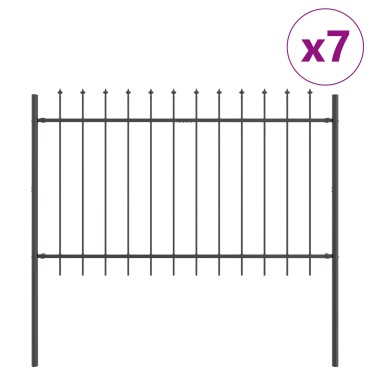 Φράχτης κήπου vidaXL με αιχμητή κορυφή, Γκρι, 11.9x1 μ, Χάλυβας 170x3.4x150cm