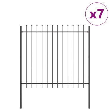 Φράκτης κήπου vidaXL με αιχμητή κορυφή, Γκρι, 11,9x1,5 μ, Σίδερο 170x3.4x200cm