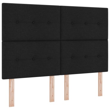 vidaXL Κεφαλάρι με Κουμπιά Μαύρο Ύφασμα 144x7x128cm 1 τεμ.